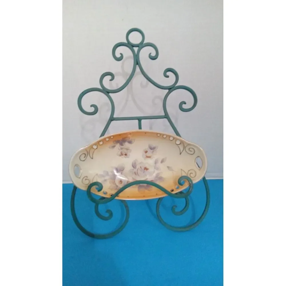 Vintage Floral Trinket Dish Decorative‎ Soap Dish Vanity Tray with Stand